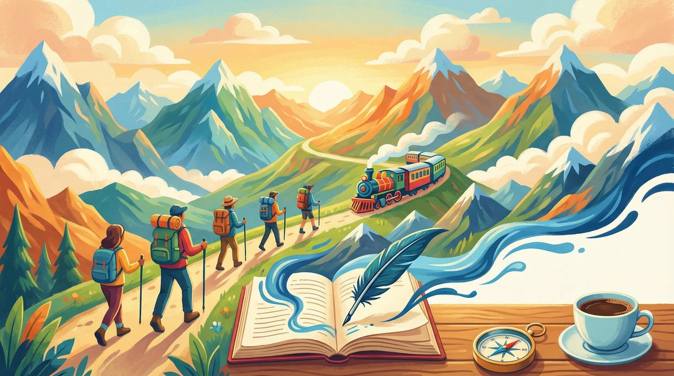 Illustration aquarelle d'un lama devant le Machu Picchu