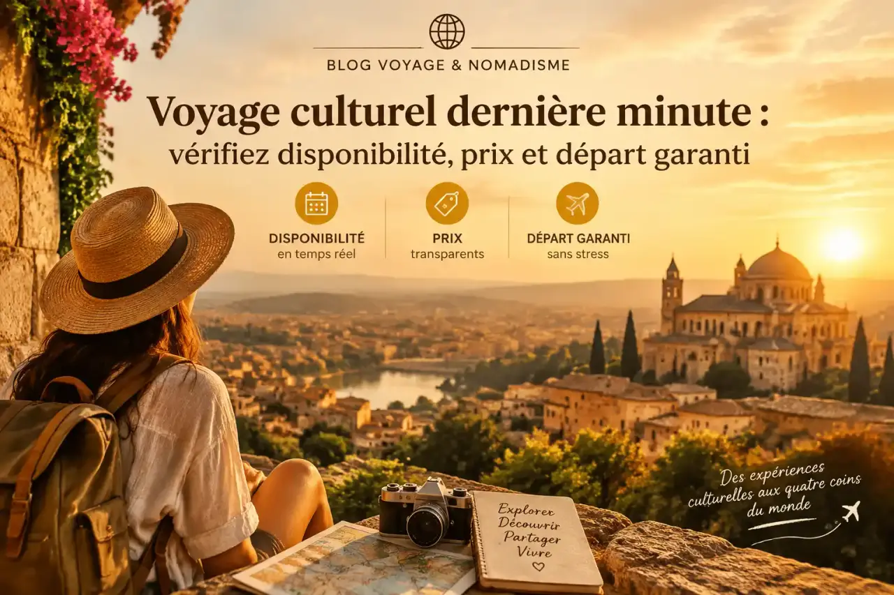 Voyage culturel dernière minute : vérifiez disponibilité, prix et départ garanti