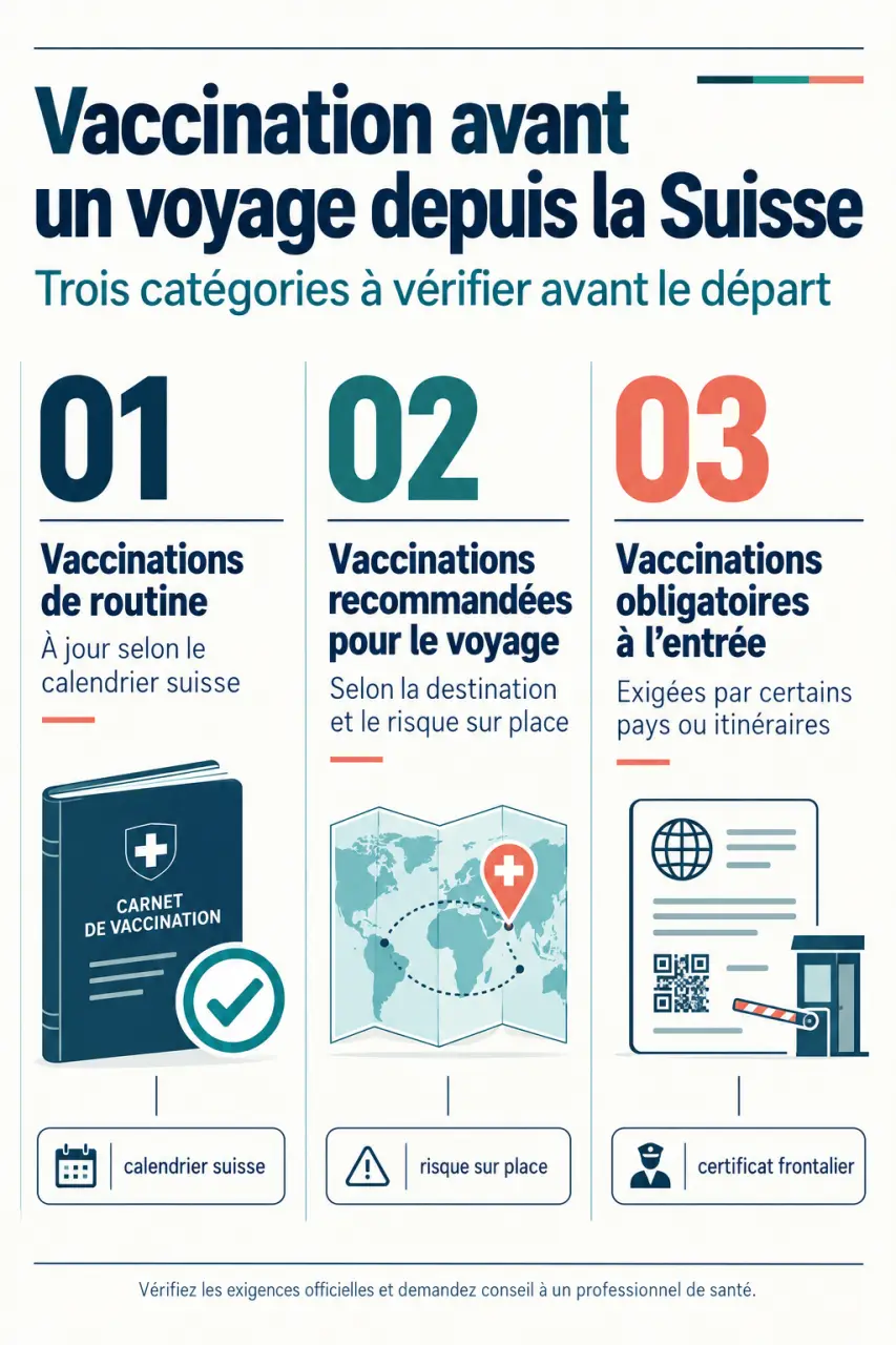 Vaccin voyage suisse : différence entre vaccins de routine, recommandés et obligatoires