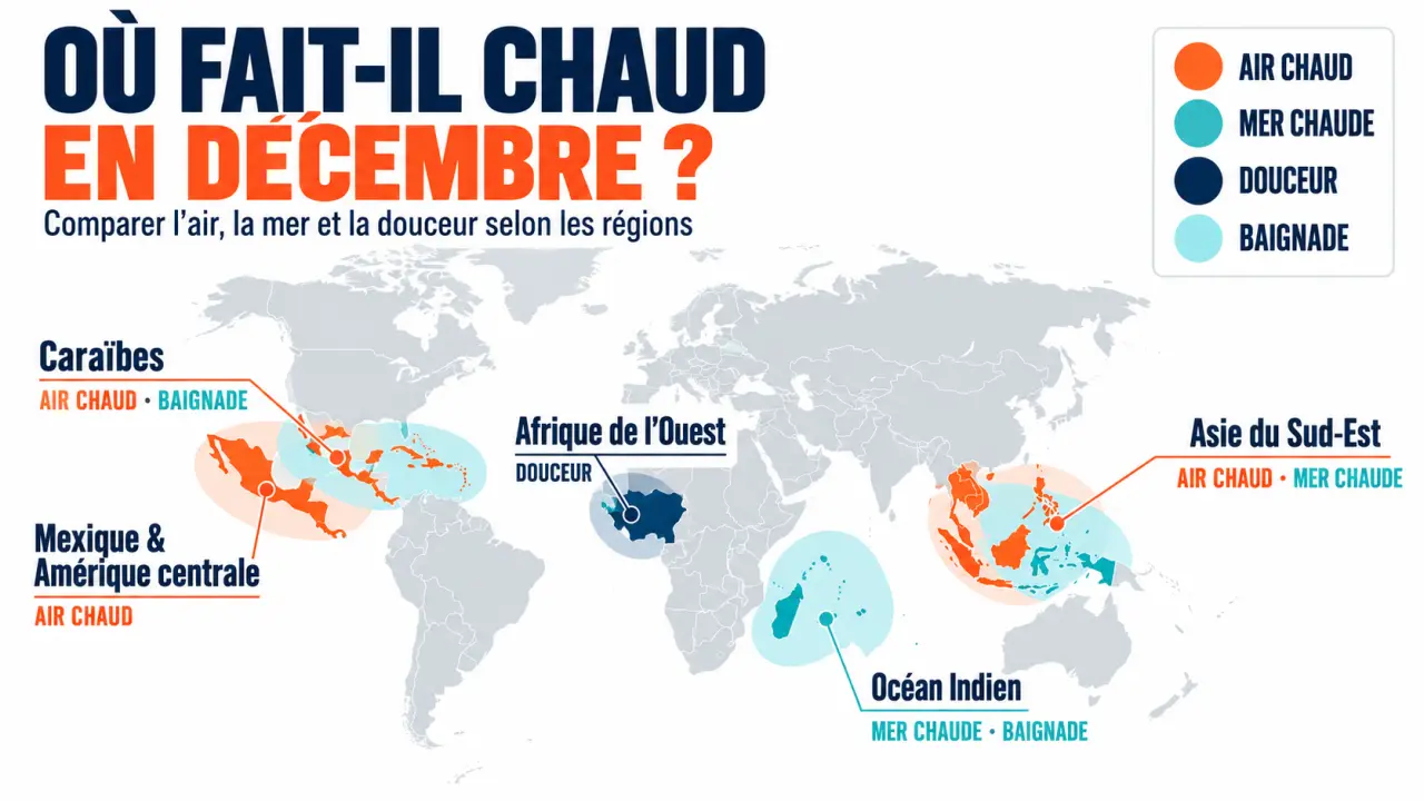 Où fait-il chaud en décembre : carte comparative des destinations tropicales et tempérées